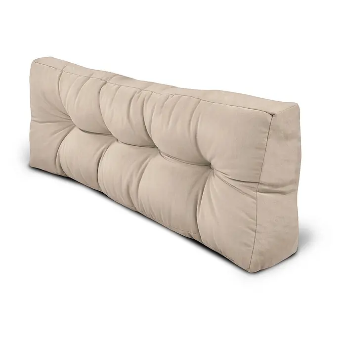Beautissu Sitzauflage Eco Style - Europalette, 1 Stk., Polyester, Beige - Langes, rechteckiges, beiges, getuftetes Kissen, ideal als Rücken- oder Bankkissen.