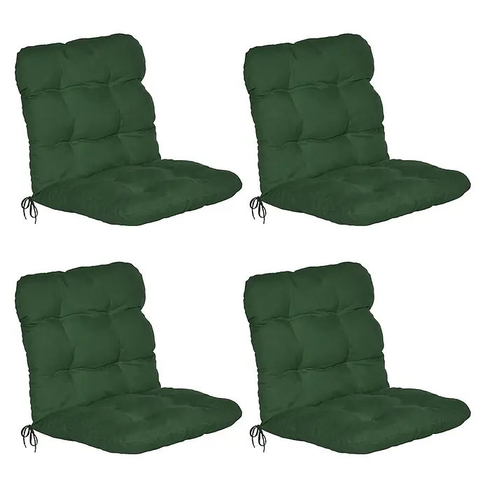 Beautissu Sitzauflage Flair NL - Niederlehner, 4 Stk., L x B x H: 100 x 50 x 8 cm, Polyester, Dunkelgrün - Set aus 4 dunkelgrünen, gesteppten Stuhlkissen mit Bindebändern zur Befestigung.