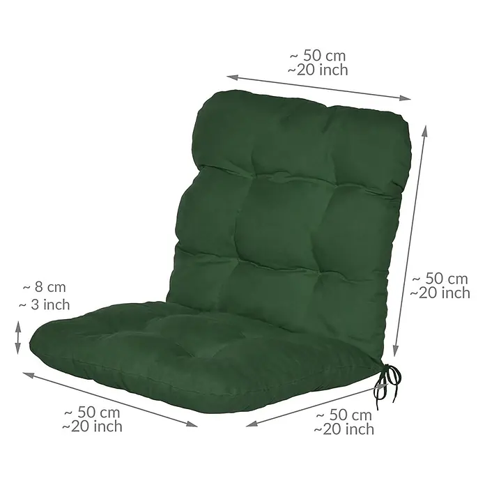 Beautissu Sitzauflage Flair NL - Niederlehner, 4 Stk., L x B x H: 100 x 50 x 8 cm, Polyester, Dunkelgrün - Dunkelgrünes, getuftetes Stuhlkissen mit Rückenlehne und Bindebändern.