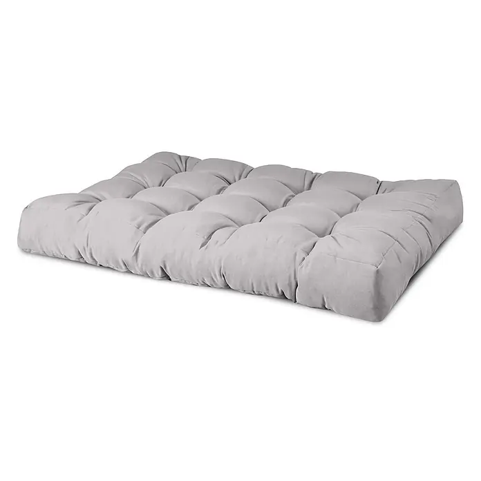 Beautissu Sitzauflage Eco Style - Europalette, 1 Stk., L x B x H: 120 x 80 x 15 cm, Polyester, Hellgrau - Hellgraues getuftetes Bodenkissen aus weichem Stoff.