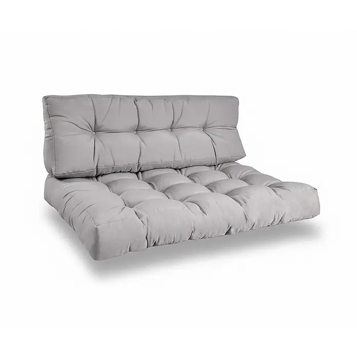 Beautissu Sitzauflage Eco Style - Europalette, 1 Stk., L x B x H: 120 x 80 x 15 cm, Polyester, Hellgrau - Hellgraues, getuftetes zweiteiliges Sofa- oder Palettenkissen.