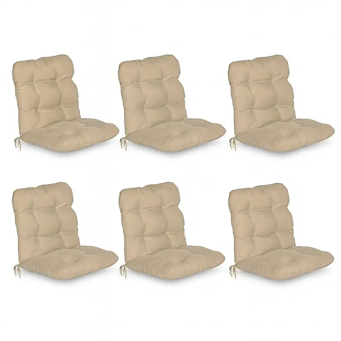 Beautissu Sitzauflage Flair NL - Niederlehner, 6 Stk., Polyester, Natur - Sechs beige gesteppte Stuhlkissen.