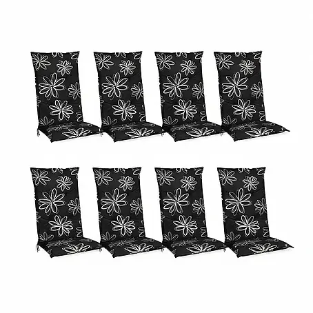 8er Set Hochlehner für Gartenstuhl Flores, 120x50x6cm, Schwarz