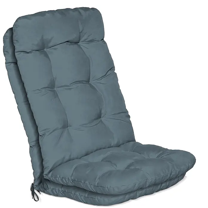 Beautissu Sitzauflage Flair HL - Hochlehner, 2 Stk., L x B x H: 120 x 50 x 8 cm, Polyester, Taubenblau - Graublaues, gestepptes Kissen mit Bändern.