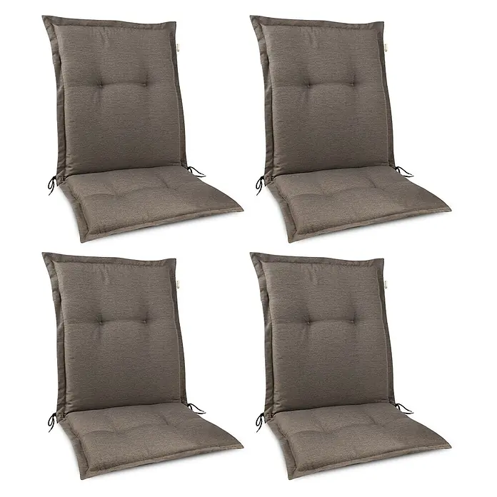 Beautissu Sitzauflage HighLux NL - Niederlehner, 4 Stk., Polyester, Taupe - Vier braune Stoff-Sitzauflagen mit Steppung und Bindebändern.