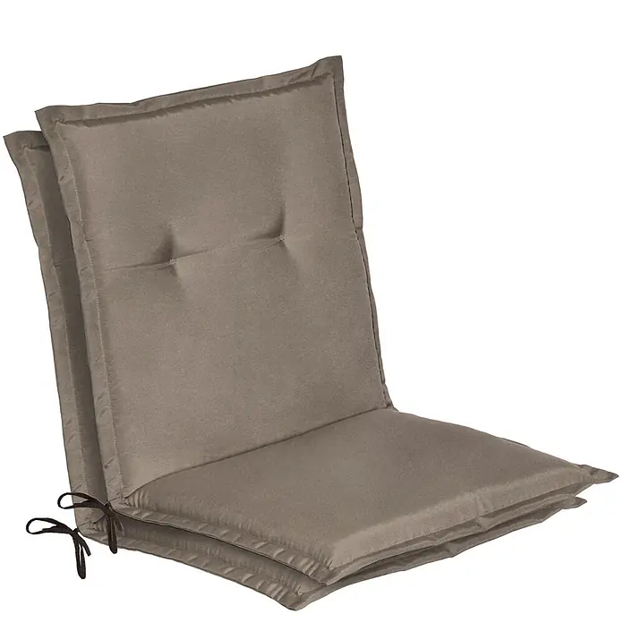 Beautissu Sitzauflage Loft Nl - Niederlehner, 2 Stk., L x B x H: 0 x 0 x 0 cm, Polyester, Taupe - Zwei gestapelte taupefarbene Stuhlkissen mit Steppung und dunklen Bindebändern.