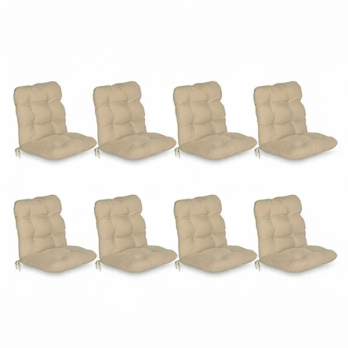Beautissu Sitzauflage Flair NL - Niederlehner, 8 Stk., Polyester, Natur - Acht beige gesteppte Outdoor-Stuhlkissen.
