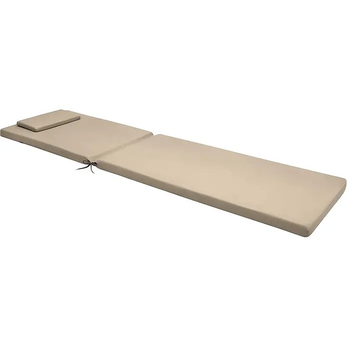 Beautissu Liegenauflage Loft RL - Rollliege, 2 Stk., Polyester, Natur - Beiges zweiteiliges Sonnenliegenpolster mit Kopfstütze und Befestigungsschnüren.