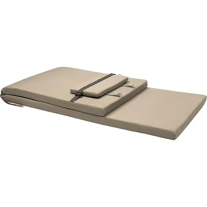 Beautissu Liegenauflage Loft RL - Rollliege, 2 Stk., Polyester, Natur - Faltbare beigefarbene Matratze mit Befestigungsgurten und Schnallen.