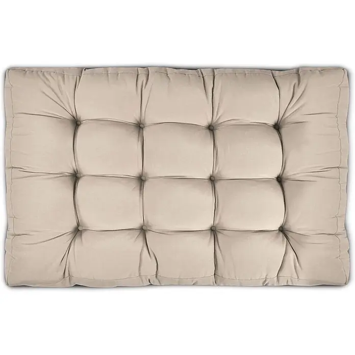 Beautissu Sitzauflage Eco Style - Europalette, 2 Stk., Polyester, Beige - Gestepptes beiges Stoffkissen mit quadratischen Abschnitten, ideal zum Sitzen.