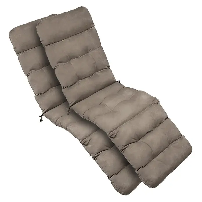 Beautissu Liegenauflage Flair DC - Deckchair, 2 Stk., Polyester, Taupe - Zwei taupefarbene, gesteppte Chaiselongue-Kissen. Für bequemes Entspannen im Freien.