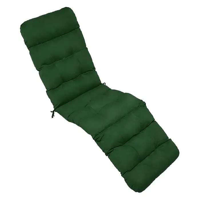 Beautissu Liegenauflage Flair DC - Deckchair, 1 Stk., Polyester, Dunkelgrün - Dunkelgrünes getuftetes Outdoor-Liegestuhlkissen mit Bindebändern.