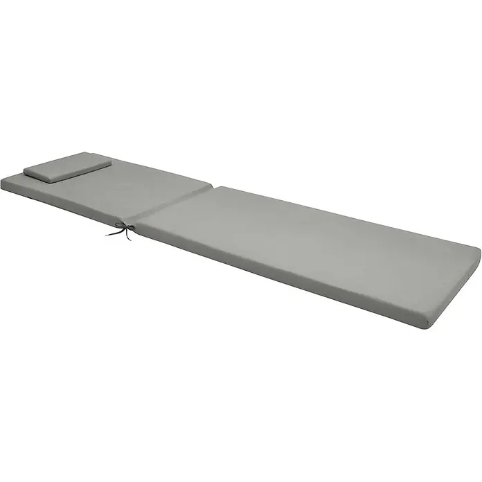 Beautissu Liegenauflage Loft RL - Rollliege, 2 Stk., L x B x H: 200 x 60 x 10 cm, Polyester, Hellgrau - Graue klappbare Sonnenliegeauflage mit separatem Kopfkissen und Befestigungsbändern.