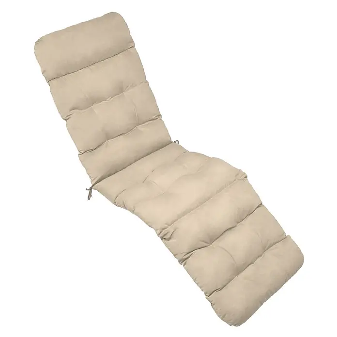 Beautissu Liegenauflage Flair DC - Deckchair, 1 Stk., L x B x H: 200 x 50 x 8 cm, Polyester, Natur - Beiges, segmentiertes Outdoor-Liegekissen mit Steppung und Bindebändern.