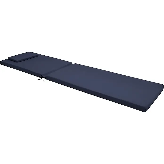 Beautissu Liegenauflage Loft RL - Rollliege, 2 Stk., L x B x H: 200 x 60 x 10 cm, Polyester, Dunkelblau - Dunkelblaues faltbares Liegenkissen mit Kopfkissen und Bändern.