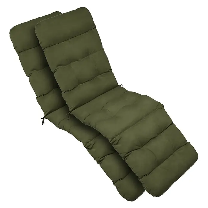 Beautissu Liegenauflage Flair DC - Deckchair, 2 Stk., L x B x H: 200 x 50 x 16 cm, Polyester, Olivgrün - Zwei olivgrüne, gepolsterte Liegestuhlkissen, gesteppt für Komfort.