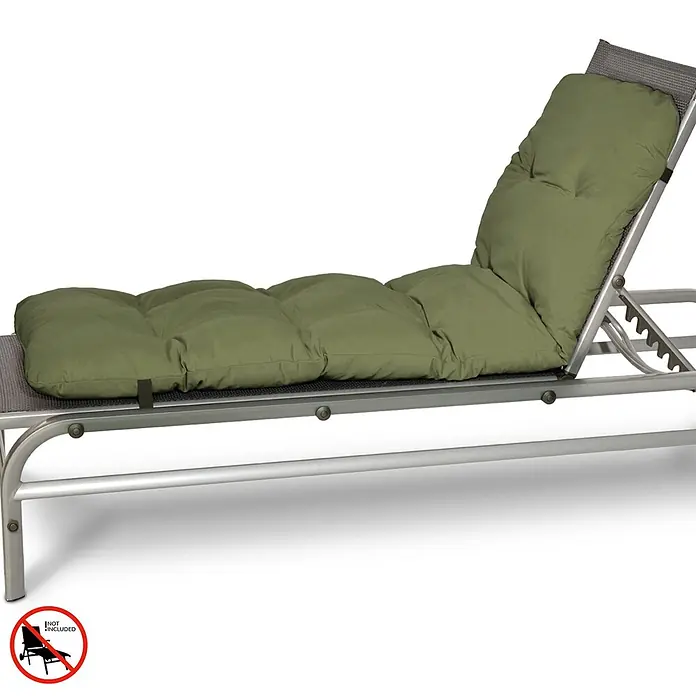 Beautissu Liegenauflage Flair RL - Rollliege, 1 Stk., L x B x H: 190 x 60 x 8 cm, Polyester, Olivgrün - Gepolstertes grünes Liegestuhlkissen, entworfen für bequemes Sitzen auf einem Gartenliegestuhl.