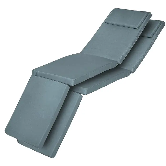 Beautissu Liegenauflage LoftLux DC - Deckchair, 2 Stk., Polyester, Taubenblau - Graues, mehrteiliges, faltbares Stoffpolster für Sonnenliegen, das verstellbaren Komfort bietet.
