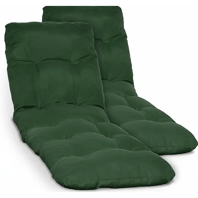 Beautissu Liegenauflage Flair RL - Rollliege, 2 Stk., L x B x H: 190 x 60 x 16 cm, Polyester, Dunkelgrün - Zwei dunkelgrüne, gesteppte Liegestuhlkissen, für Komfort entworfen.
