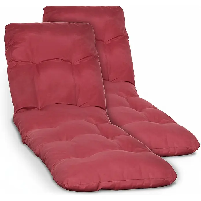 Beautissu Liegenauflage Flair RL - Rollliege, 2 Stk., Polyester, Rot - Zwei rote, gesteppte Kissen für Outdoor-Liegestühle.