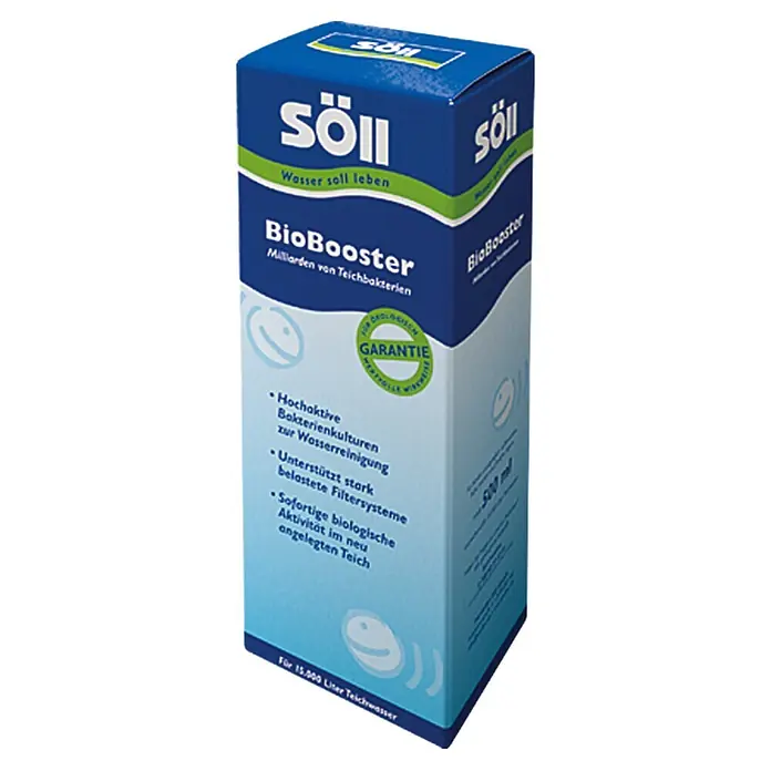 Söll BioBooster - 500 ml - Produktbild von Söll BioBooster, einem biologischen Wasseraufbereiter für Teiche, der die Wasserqualität verbessert und das biologische Gleichgewicht fördert.