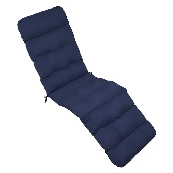 Beautissu Liegenauflage Flair DC - Deckchair, 1 Stk., L x B x H: 200 x 50 x 8 cm, Polyester, Dunkelblau - Dunkelblaues gepolstertes Chaiselongue-Kissen mit Befestigungsbändern.
