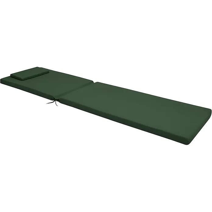 Beautissu Liegenauflage Loft RL - Rollliege, 2 Stk., Polyester, Dunkelgrün - Dunkelgrünes gepolstertes Sonnenliegekissen mit separatem Kissen für Komfort.