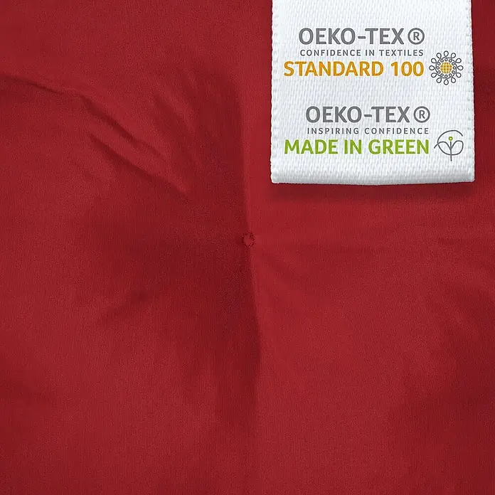 Beautissu Liegenauflage Flair DC - Deckchair, 2 Stk., L x B x H: 200 x 50 x 8 cm, Polyester, Rot - Roter Textilstoff mit OEKO-TEX STANDARD 100 und OEKO-TEX MADE IN GREEN Etiketten.
