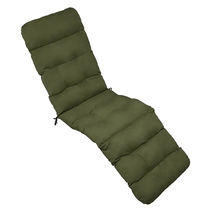 Beautissu Liegenauflage Flair DC - Deckchair, 1 Stk., Polyester, Olivgrün - Olivgrünes gepolstertes Gartenliegekissen mit gesteppten Abschnitten.