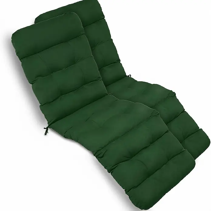 Beautissu Liegenauflage Flair DC - Deckchair, 2 Stk., Polyester, Dunkelgrün - Zwei dunkelgrüne, gesteppte Outdoor-Liegestuhlkissen für mehr Komfort.
