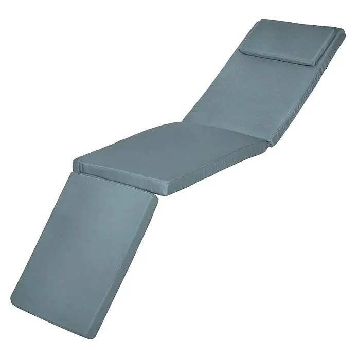 Beautissu Liegenauflage LoftLux DC - Deckchair, 1 Stk., L x B x H: 175 x 45 x 5 cm, Polyester, Taubenblau - Mehrteilige grau-blaue Chaiselongue-Auflage mit separatem Kopfteil, für Gartenliegen.