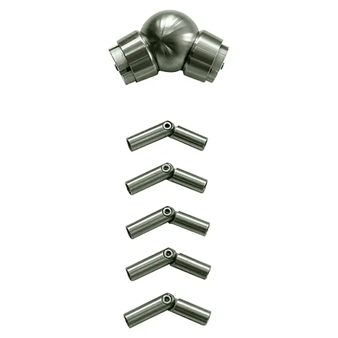 Treba Frewa Eck-Set ES1 - Edelstahl V2A, Stufenlose Winkeleinstellung: 90 ° - 180 ° - Edelstahlrohrverbinder Set: Kugelgelenk und 5 Gelenkverbinder für vielseitige Konstruktionen.
