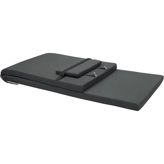 Beautissu Liegenauflage Loft RL - Rollliege, 2 Stk., Polyester, Graphitgrau - Dunkelgraues klappbares Kissen mit Befestigungsgurten.