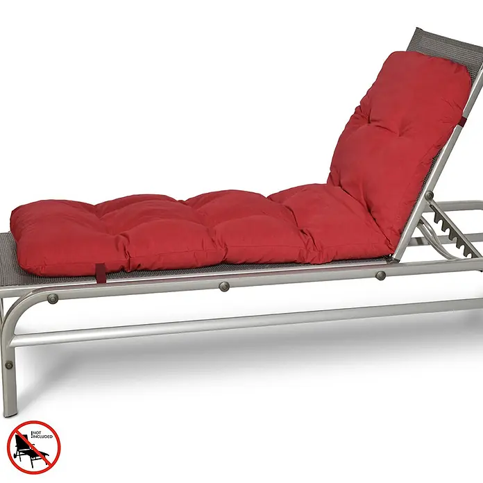 Beautissu Liegenauflage Flair RL - Rollliege, 1 Stk., L x B x H: 190 x 60 x 8 cm, Polyester, Rot - Rotes gestepptes Outdoor-Liegenkissen für Plüschkomfort und Entspannung.