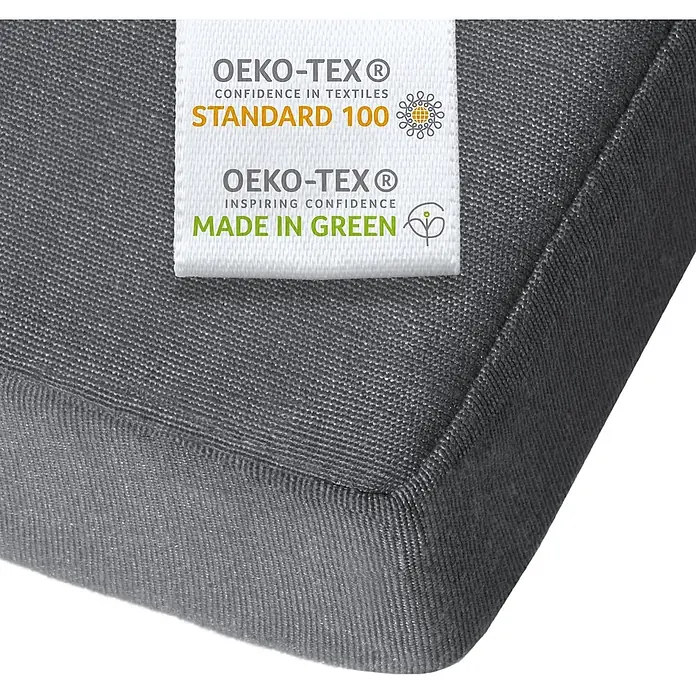 Beautissu Liegenauflage LoftLux DC - Deckchair, 2 Stk., L x B x H: 175 x 45 x 10 cm, Polyester, Graphitgrau - Graues Textilprodukt mit OEKO-TEX STANDARD 100 und OEKO-TEX MADE IN GREEN Etiketten, zertifiziert für Qualität und Nachhaltigkeit.