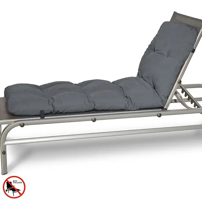 Beautissu Liegenauflage Flair RL - Rollliege, 1 Stk., Polyester, Graphitgrau - Dunkelgraues, getuftetes Kissen für eine Gartenliege, dick und segmentiert.