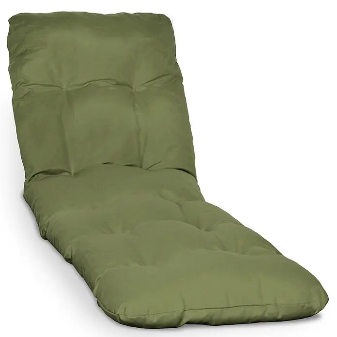 Beautissu Liegenauflage Flair RL - Rollliege, 1 Stk., L x B x H: 190 x 60 x 8 cm, Polyester, Olivgrün - Olivgrünes, getuftetes Chaise-Lounge-Kissen für Komfort und den Außenbereich.