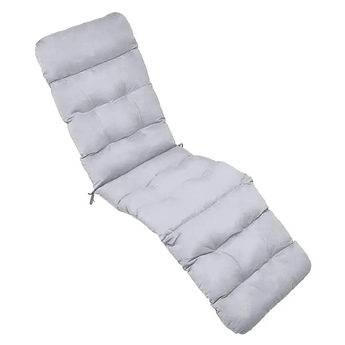Beautissu Liegenauflage Flair DC - Deckchair, 1 Stk., L x B x H: 200 x 50 x 8 cm, Polyester, Hellgrau - Langes, hellgraues, gestepptes und gepolstertes Polster für eine Liege oder einen Relaxsessel mit Bindebändern.