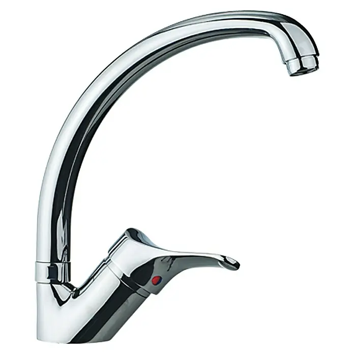 Camargue Egeo II Spültischarmatur - Chrom, Glänzend, Schwenkbar - Einarmiger Chrom-Wasserhahn mit hohem Auslauf für Küche oder Bad mit elegantem Design für moderne Waschtische.