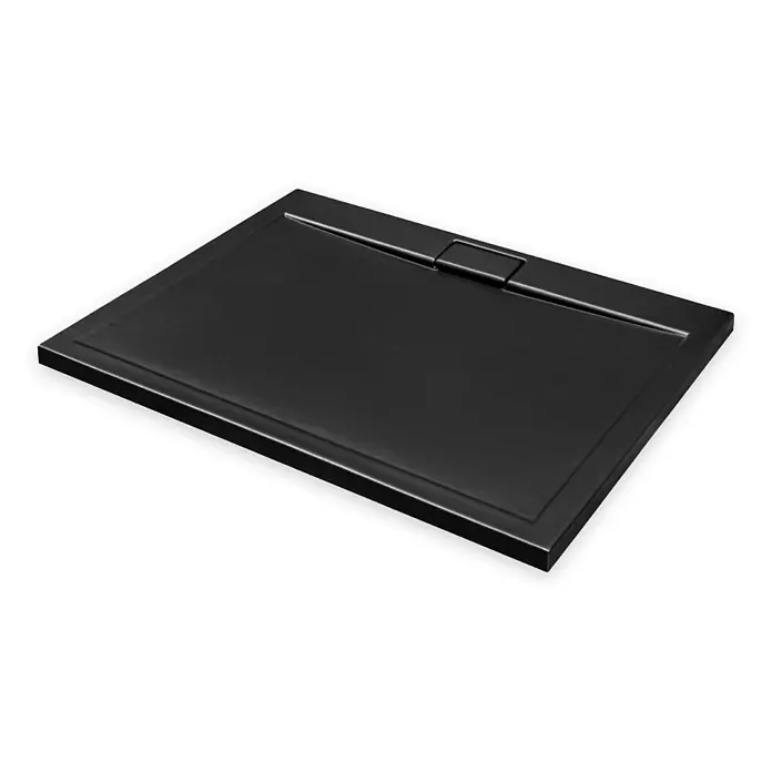 Bad Land Duschwanne AXIM SLIM Duschwanne rechteckig 100 x 80 cm Schwarz Steinoptik, mit Ablauf - Kunststoff, Schwarz, Steinoptik - Rechteckige schwarze strukturierte Duschwanne mit integriertem linearen Ablaufrost.
