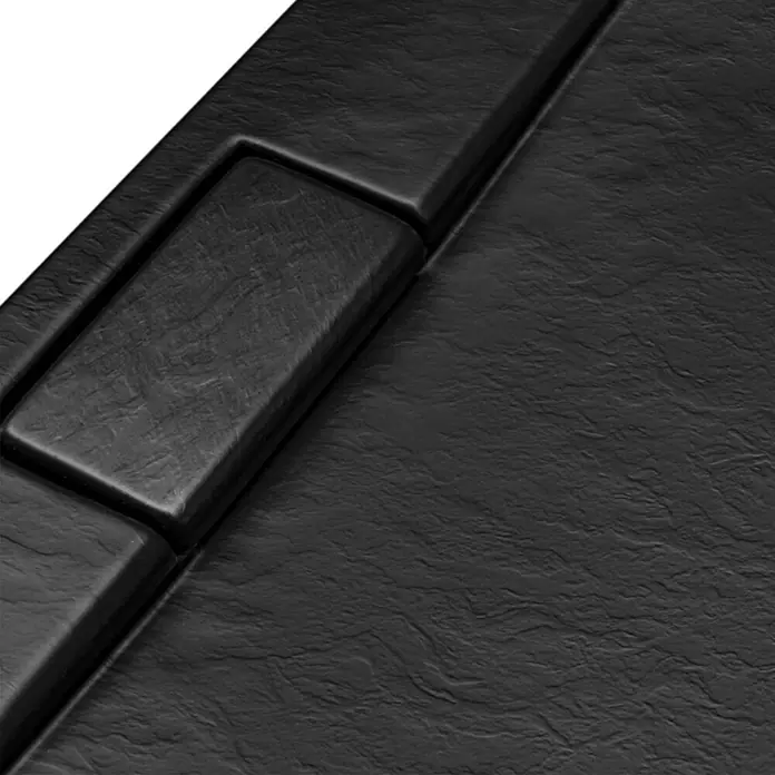 Bad Land Duschwanne AXIM SLIM Duschwanne quadratisch 80 x 80 cm Schwarz Steinoptik, mit Ablauf - Kunststoff, Schwarz, Steinoptik - Schwarze strukturierte Matte mit erhabenem rechteckigem Muster.