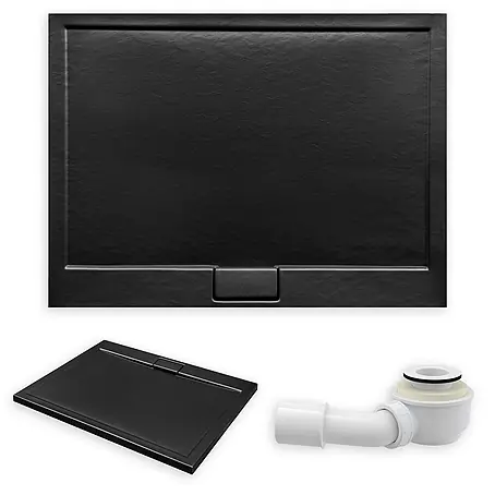 Bad Land  Duschwanne AXIM SLIM Duschwanne rechteckig 120 x 90 cm Schwarz Steinoptik, mit Ablauf
