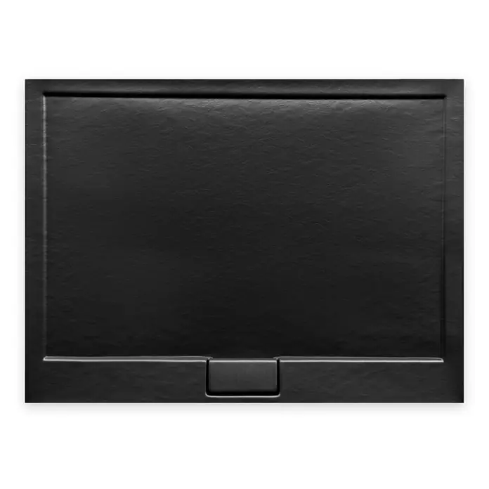 Bad Land Duschwanne AXIM SLIM Duschwanne rechteckig 100 x 80 cm Schwarz Steinoptik, mit Ablauf - Kunststoff, Schwarz, Steinoptik - Schwarze, rechteckige Duschwanne mit strukturierter Schieferoptik-Oberfläche und mittiger Ablaufabdeckung.