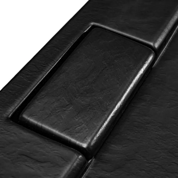 Bad Land Duschwanne AXIM SLIM Duschwanne quadratisch 80 x 80 cm Schwarz Steinoptik, mit Ablauf - Kunststoff, Schwarz, Steinoptik - Schwarz strukturierte, vertiefte Platte auf passender Oberfläche.