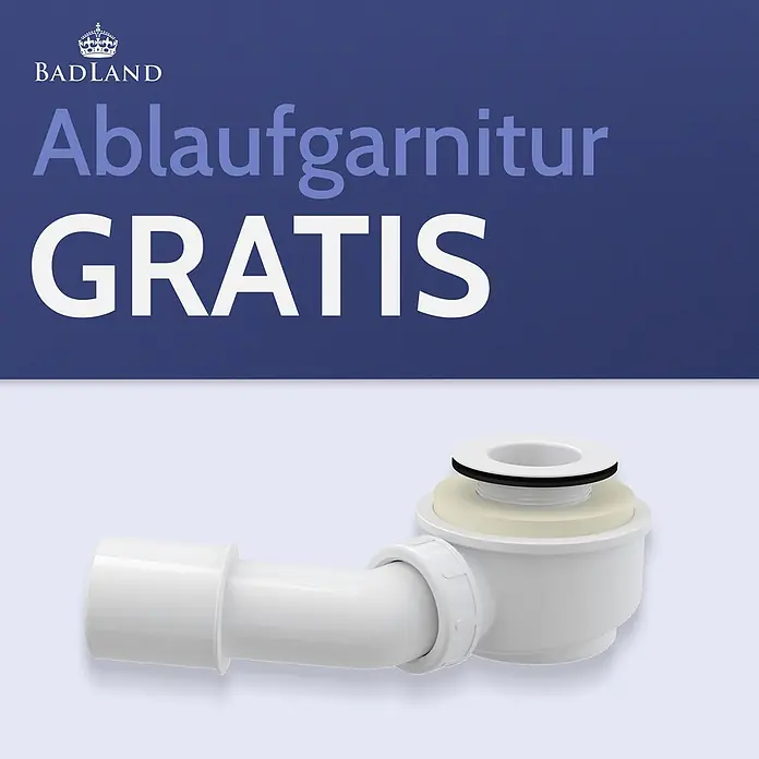 Bad Land Duschwanne AXIM SLIM Duschwanne rechteckig 110 x 90 cm Schwarz Steinoptik, mit Ablauf - Kunststoff, Schwarz, Steinoptik - Weiße Kunststoff-Ablaufgarnitur mit Winkelrohr und schwarzer Dichtung, passend für Waschbecken oder Wannen.