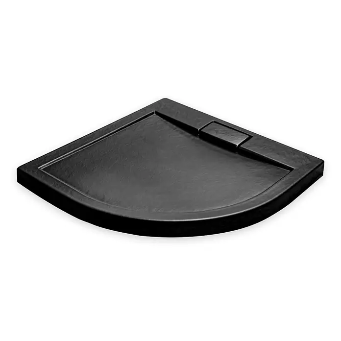 Bad Land Duschwanne AXIM SLIM Duschwanne viertelkreis 80 x 80 cm Schwarz Steinoptik, mit Ablauf - Kunststoff, Schwarz, Steinoptik - Texturierte schwarze Viertelkreis-Duschwanne mit integriertem Ablaufdeckel.