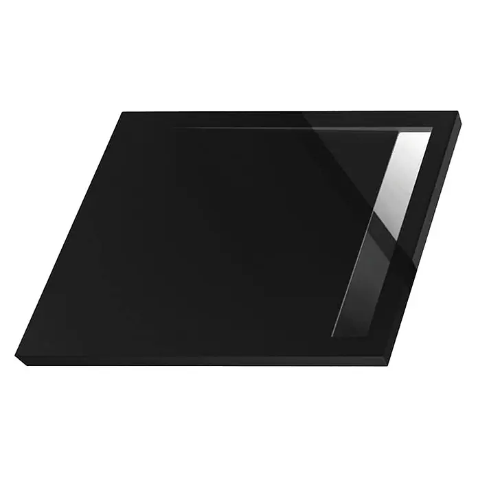 Bad Land Duschwanne WEST NEW Duschwanne rechteckig 110 x 90 cm Schwarz, Set mit Ablaufgarnitur - Kunststoff, Schwarz - Schwarze glänzende rechteckige Platte mit vertiefter Oberfläche.