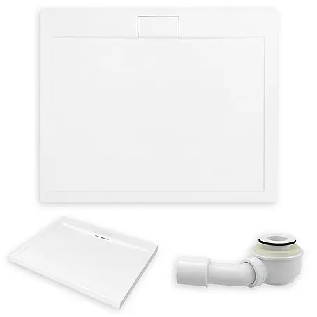 Bad Land  Duschwanne AXIM SLIM Duschwanne rechteckig 120 x 90 cm Weiß, Set mit Ablaufgarnitur