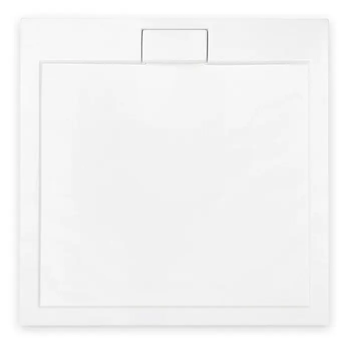 Bad Land Duschwanne AXIM SLIM Duschwanne quadratisch 90 x 90 cm Weiß, Set mit Ablaufgarnitur - Kunststoff, Weiß - Weiße rechteckige Duschwanne mit passender rechteckiger Ablaufrinne.
