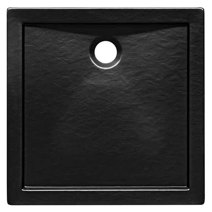 Bad Land Duschwanne AQUARIUS Duschwanne quadratisch 90 x 90 cm Schwarz Steinoptik, mit Ablauf - Kunststoff, Schwarz, Steinoptik - Quadratische schwarze Duschwanne in Steinoptik mit strukturierter Oberfläche und rundem Ablauf.